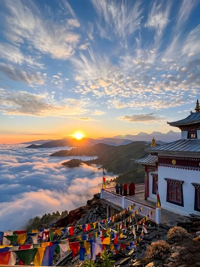 Sunrise above a sea of clouds