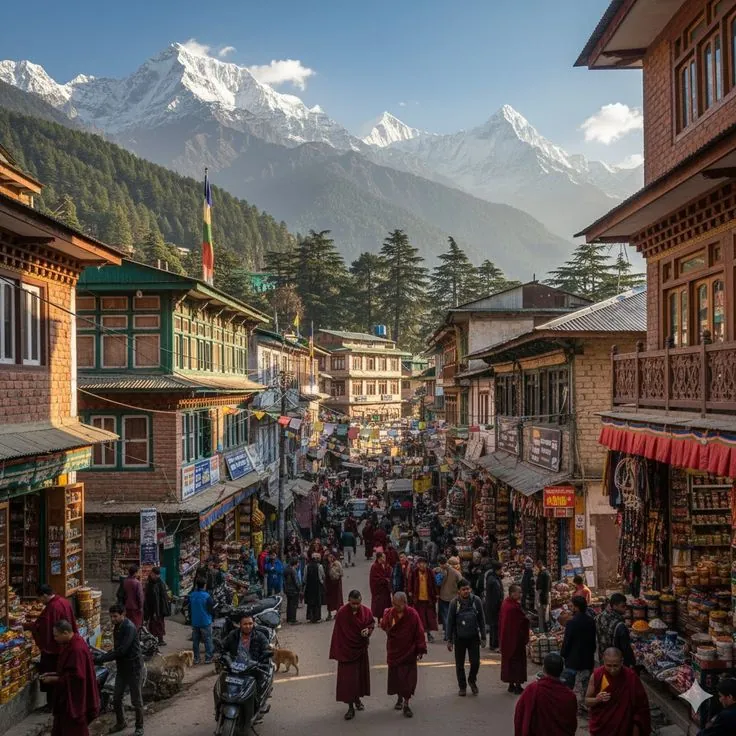 Monks in the streets of McLeod Ganj
