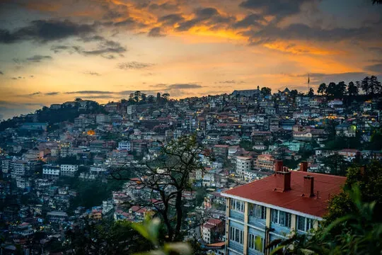 Shimla cityscape at golden hour